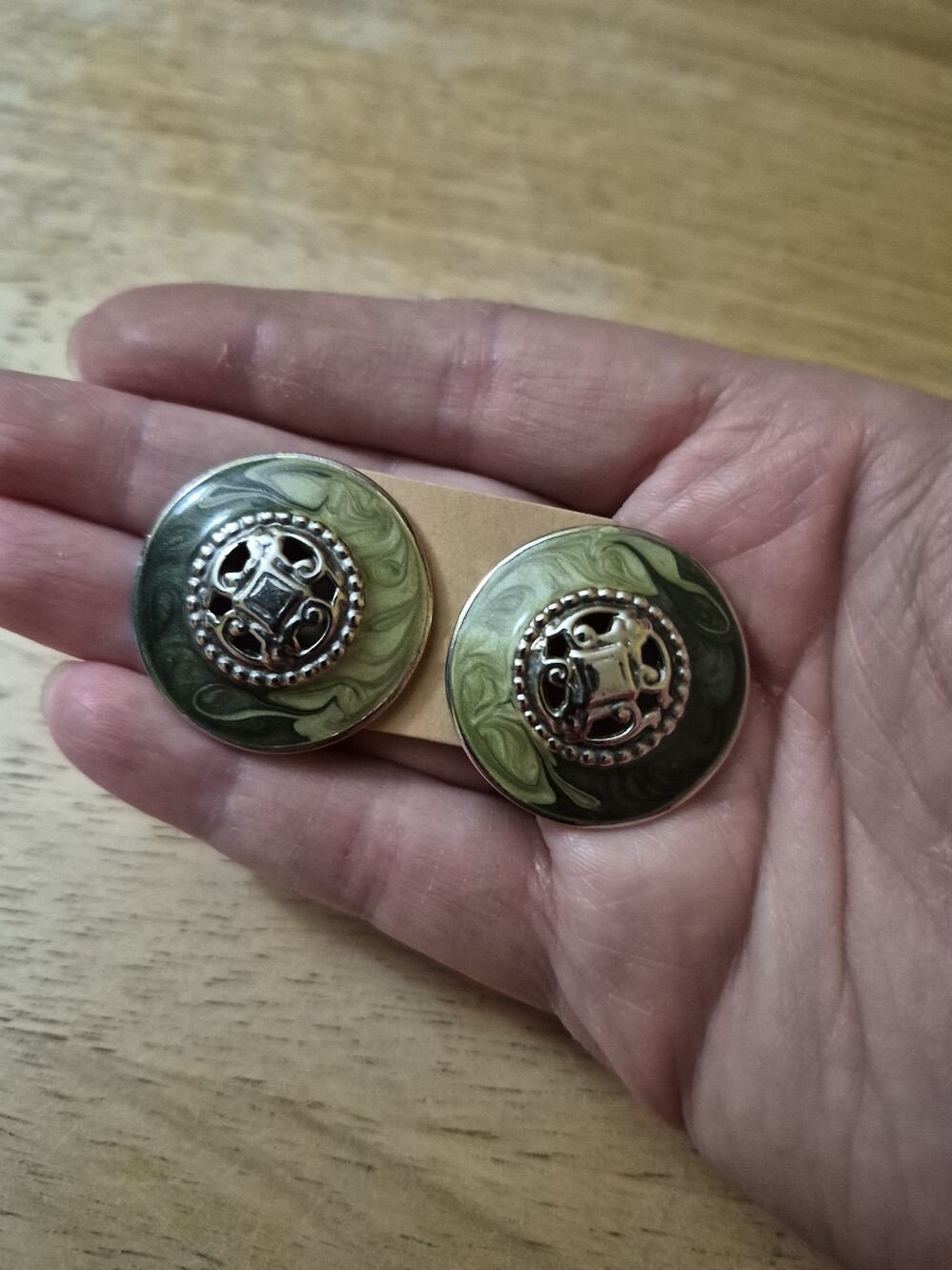Vintage Enamel Button Earrings